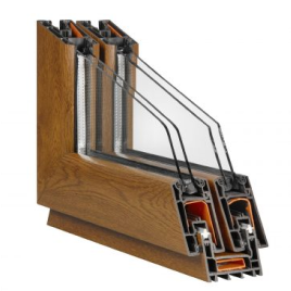 Cửa nhựa lõi thép viền vàng